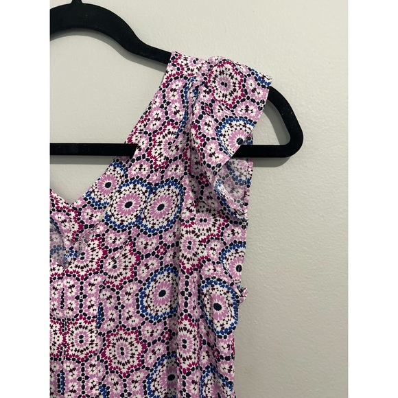 Loft Mosaic Flutter Peplum Top Women’s Small Petite Multicolor Flowy Blouse - Picture 7 of 10